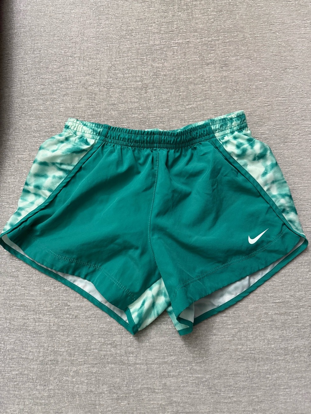 Little girls Medium or teen xxs Nike green Athletic Shorts with Tie-Dye design